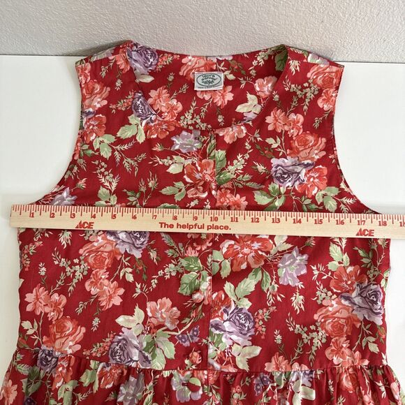 Vintage Laura Ashley Size M Playsuit Jumpsuit Romper Red Floral Cottagecore Crop - Picture 7 of 12